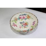 FLORAL CERAMIC BOWL WITH GOLD CROSS SWORD MARKS TO BASE, 22.5 DIAMETER