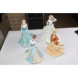 4 X COALPORT LADY FIGURES, SPECIAL BIRTHDAY, SENTIMENTS SPECIAL OCCASION, WITH THANKS & JANET