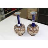 PAIR OF DOULTON SLATERS VASES, 25cm HIGH, 1 X A/F