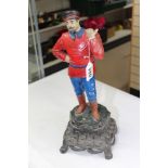 HAND PAINTED SPELTER FIGURE OF A RUSSIAN SAILOR, 41cm HIGH