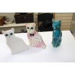 3 CERAMIC CAT FIGURES