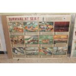 ORIGINAL WW11 AIR MINISTRY DIAGRAM/ POSTER No 3992 'SURVIVAL AT SEA' 1946 A/F 75 X 95 CMS