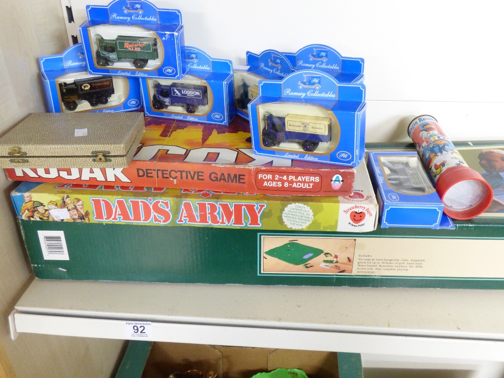 ASSORTED TOYS & GAMES, INCLUDING KOJAK & BOXED RAMSEY COLLECTORS CARS