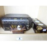 1 X ORIENTAL LACQUERED JEWELLERY BOX + 2 OTHERS