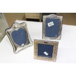 3 X HALL MARKED SILVER PHOTO FRAMES