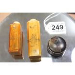 2 X ORIENTAL PERFUME BOTTLES + 1 X RUSSIAN STYLE PILL BOX