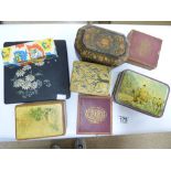 COLLECTION OF VINTAGE BOXES INCLUDING ADVERTISING, PAPIER MACHE & LACQUERED