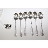 SET OF 6 X HALL MARKED SILVER BRIGHT CUT COFFEE SPOONS 61.91 GRAMS