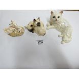 3 X FIGURINES, BESWICK CAT, ROYAL DOULTON SIAMESE & DISNEY DALMATIONS