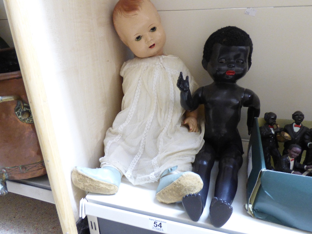 VINTAGE PEDIGREE BLACK DOLL + 1 OTHER