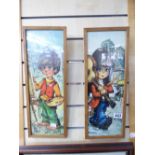 PAIR OF RETRO PICTURES OF CHILDREN 46 x 17 cms