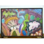 LARGE ORIGINAL GILLIAN AYRES SIGNED ABSTRACT PAINTING 61 X 92 CMS