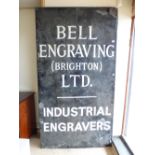 LARGE VINTAGE ADVERTISING SIGN, 'BELL ENGRAVING (BRIGHTON) LTD' 84 X 46 INCHES