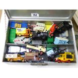 TIN OF DIE CAST MODEL VEHICLES INCLUDING LLEDO