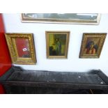 GILT FRAMED MIRROR, PORTRAIT & 1 OTHER