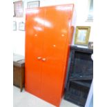 2 DOOR RED METAL LOCKER