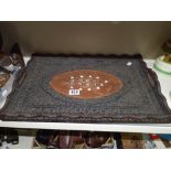 ASIAN INLAID & CARVED TRAY 36 X 53 CMS