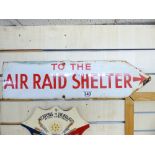 WW11 ENAMELLED METAL SIGN 'TO THE AIR RAID SHELTER' 6 X 24 INCHES