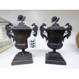 PAIR OF 19th CENTURY BRONZE INCENSE BURNERS 16 CMS HIGH