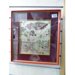 FRAMED ORIENTAL SILK FABRIC