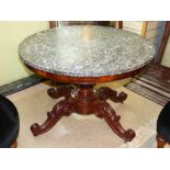 LARGE & HEAVY PEDESTAL TABLE WITH MARBLE TOP 70 cms HIGH X 100 cms DIAMETER