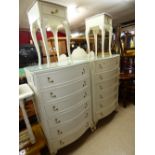 LOUIS STYLE DRESSING TABLE, 2 X 6 DRAWER CHESTS & 2 BEDSIDE CABINETS