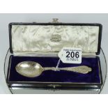 BOXED STERLING SILVER BIRTH / CHRISTENING SPOON, 15 cm LONG, 39.98 grams