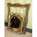 LARGE ORNATE PICTURE FRAME + VINTAGE FRAMED MIRROR WITH BEVELLED GLASS