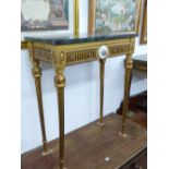 MARBLE TOPPED GILT SIDE TABLE