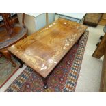 COFFEE TABLE WITH INLAID ANIMALS, TREES & BIRDS