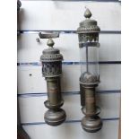 PAIR OF COPPER & BRASS CANDLE HOLDERS MARKED GWR 1 X A/F