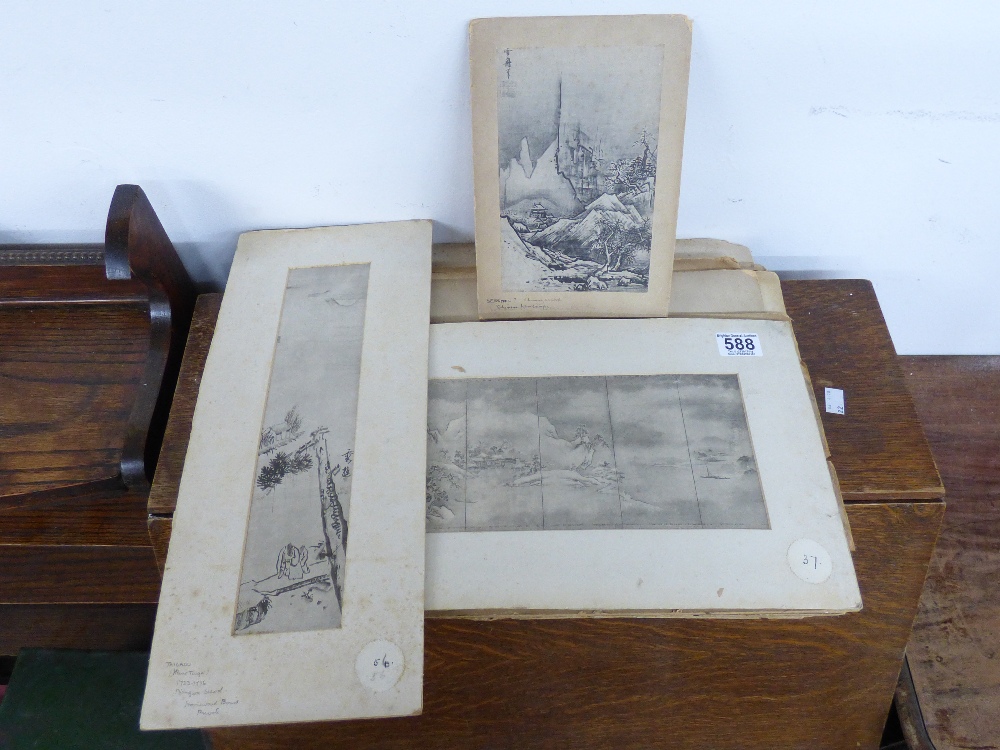 QUANTITY OF VINTAGE MOUNTED ORIENTAL PRINTS