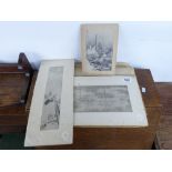 QUANTITY OF VINTAGE MOUNTED ORIENTAL PRINTS