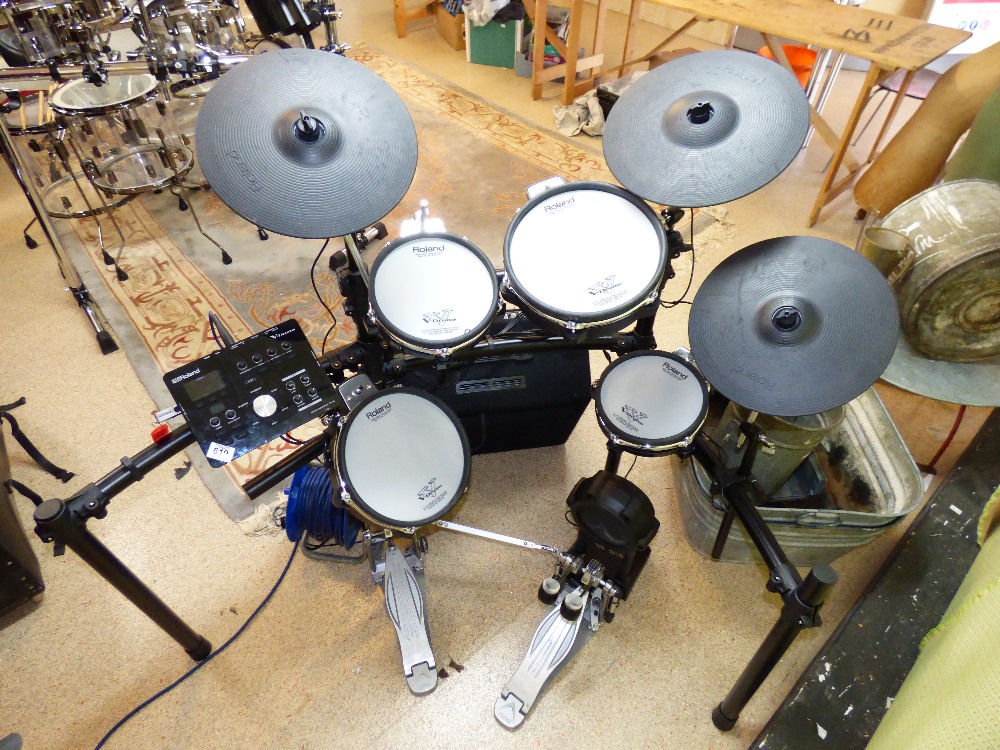 ROLAND V-DRUM ELECTRIC DRUM KIT, PREVIOUSLY OWNED BY THE PIRANHAS DRUMMER RICHARD ADLAND ( DICK