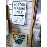 2 X METAL SIGNS, PARKING ONLY & AMERICAN DINER