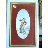 FRAMED CONCAVE CERAMIC IMAGE OF A DANCING LADY