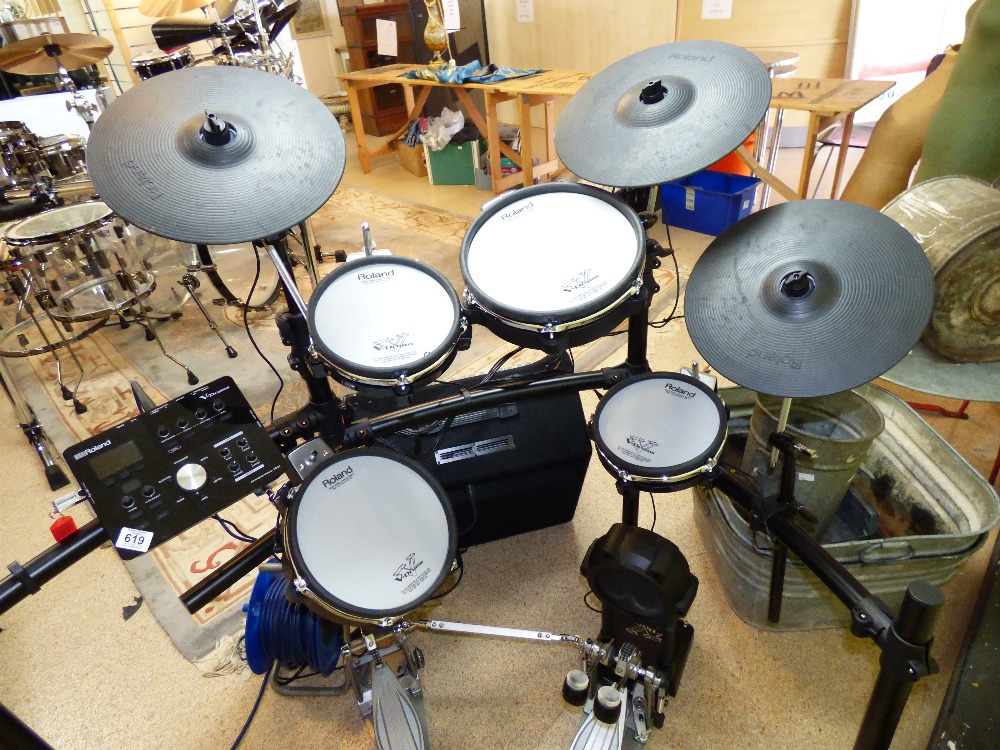 ROLAND V-DRUM ELECTRIC DRUM KIT, PREVIOUSLY OWNED BY THE PIRANHAS DRUMMER RICHARD ADLAND ( DICK - Image 12 of 14