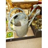 2 X GALVANISED METAL WATERING CANS