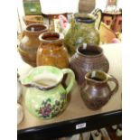 QUANTITY OF STUDIO POTTERY JUGS & VASES + 1 OTHER