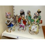 6 X CONTINENTAL MONKEY BAND CERAMIC FIGURES