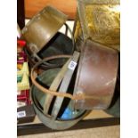 QUANTITY OF VINTAGE COPPER & GALVANISED COOKING POTS