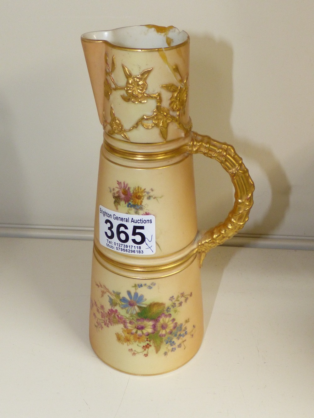 ROYAL WORCESTER 2 HANDLED VASE & CONICAL JUG A/F - Image 2 of 7