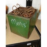 GALVANIZED METAL 'MENU' HOLDER + QUANTITY OF METAL HOOKS