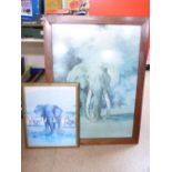 2 X FRAMED ELEPHANT PRINTS