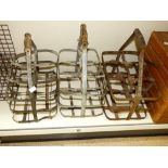 3 X VINTAGE METAL BOTTLE HOLDERS / CARRIERS