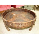 CARVED LOW WOODEN AFRICAN BOWL