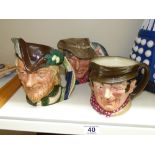 3 X ROYAL DOULTON CHARACTER JUGS ROBIN HOOD. SAM WELLER & THE POACHER