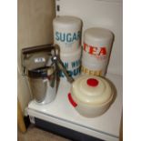 4 X VINTAGE HEMMINGWAY KITCHEN CANISTERS, THERMOS ICE BUCKET & ALFIE ICE BUCKET