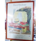 FRAMED DAVID HOCKNEY EXHIBITION PRINT 1980 74 X 42 CMS