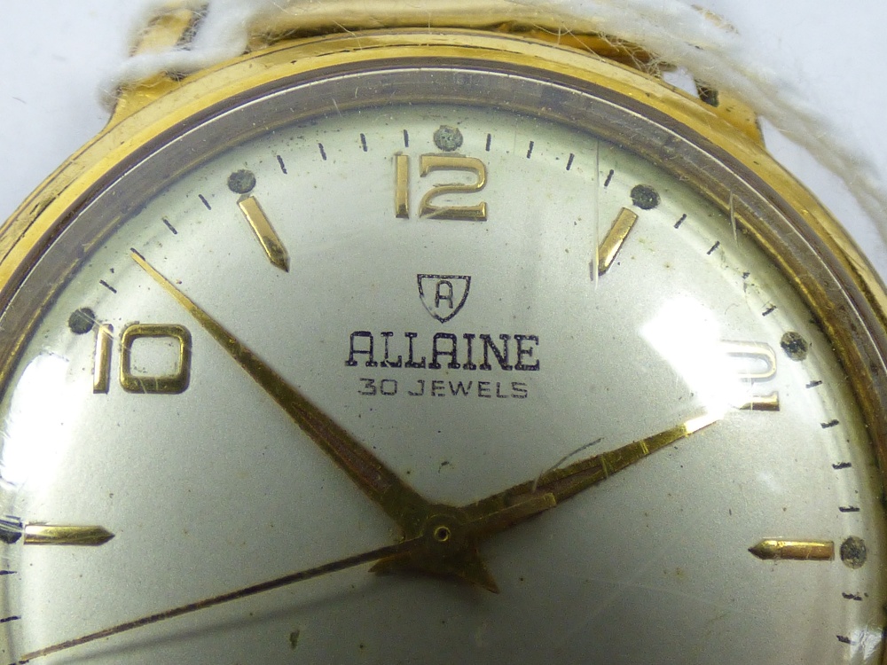 ALLAINE AUTOMATIC INCABLOC GENTLEMANS WATCH WITH A 9 CT GOLD STRAP, TOTAL WEIGHT 53.62 GRAMS - Image 3 of 8